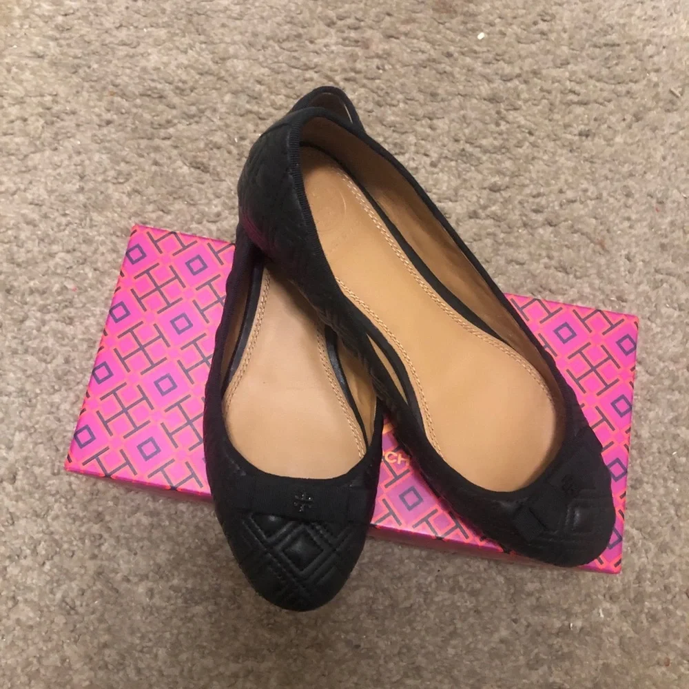 Tory Burch Marion Quilted Leather Ballet Flats  Size 7 GREAT CONDITIONS
